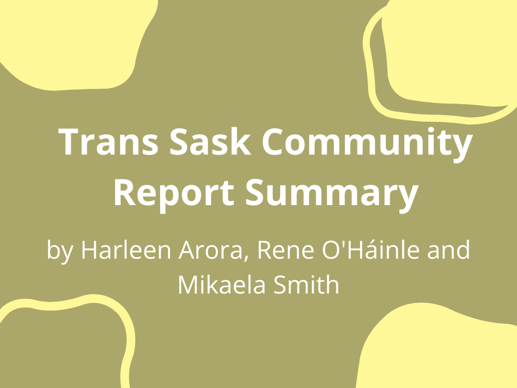 Trans Sask Community Report Summary by Harleen Arora, Rene O'Háinle and Mikaela Smith