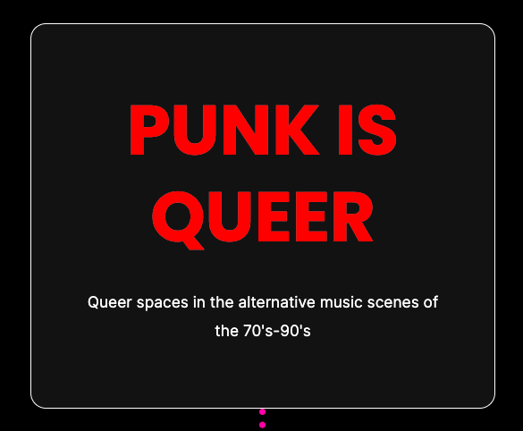 Punk Is Queer homepage. Red text on a Black background reading "Punk is Queer" 